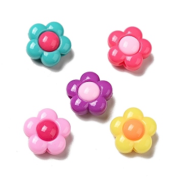 Two Tone Opaque Acrylic Beads, Flower, Mixed Color, 15.5x16x9mm, Hole: 2.8mm, about 454pcs/500g