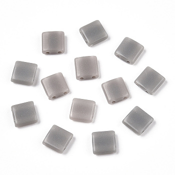 Opaque Acrylic Slide Charms, Square, Dark Gray, 5.2x5.2x2mm, Hole: 0.8mm.