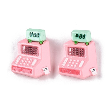 Supermarket Theme Opaque Resin Decoden Cabochons, Cash Register, Pink, 29.5x22.5x11mm