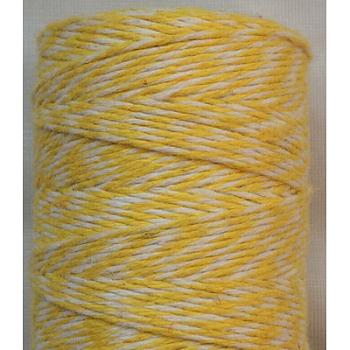 4 Ply Macrame Cotton Cord, Twisted Cotton Rope, for Crafts, Gift Wrapping, Yellow, 1mm, about 32.8 yards(30m)/roll