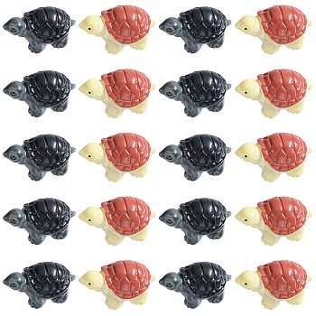 20Pcs 2 Colors Tortoise Resin Home Ornaments, for Fleshy Bonsai Display Decoration, Mixed Color, 21x12.5x10.5mm, 10pcs/color