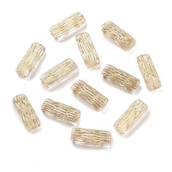 Metal Enlaced Transparent Acrylic Beads, Golden Plated, Column, Gold, 20.5x8x5mm, Hole: 2mm, about 641Pcs/500G