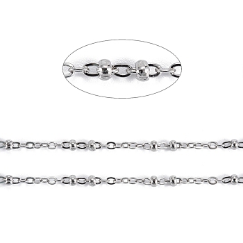 304 Stainless Steel Satellite Chains, Unwelded, with Spool, Stainless Steel Color, 2x2.7x0.3mm, 10m/roll