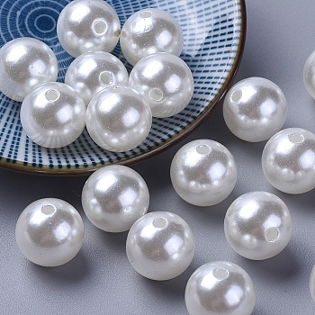 Imitation Pearl Acrylic Beads, Dyed, Round, White, 5x4.5mm, Hole: 1mm, about 10000pcs/pound