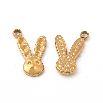 Ion Plating(IP) 304 Stainless Steel Pendant Rhinestone Settings, Rabbit Charms, Real 14K Gold Plated, Fit for 1.2mm Rhinestone, 11x8.5x1.5mm, Hole: 1.6mm