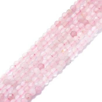 Natural Pink Tourmaline Beads Strands, Faceted, Round, 2mm, Hole: 0.5mm, about 215pcs/strand, 15.16''~15.55''(38.5~39.5cm)
