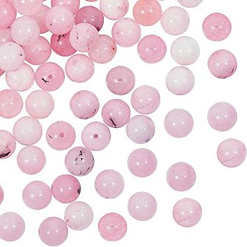 Olycraft Natural White Jade Beads Strands, Frosted, Dyed, Imitation Sunstone, Round, 8mm, Hole: 1mm, about 47pcs/strand, 15.5''(39.37cm), 2 strands/box