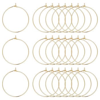 80Pcs Long-Lasting Plated Brass Hoop Earrings Findings, Ring, Real 18K Gold Plated, 21 Gauge, 31x0.7mm