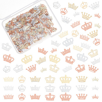 700Pcs 14 Style Brass Cabochons, Nail Art Decoration Accessories for Women, Crown, Platinum & Golden, 3~6x4~7x0.1mm, 50pcs/style