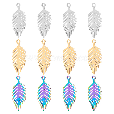 Mixed Color Leaf 201 Stainless Steel Pendants