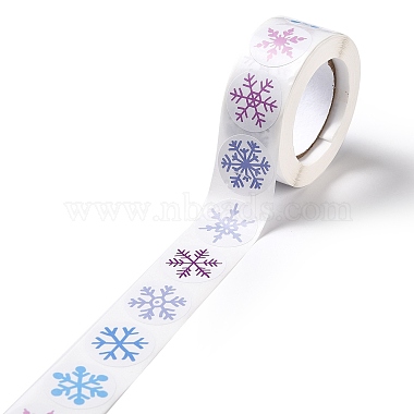Рождественские тематические плоские круглые наклейки в рулоне(X-DIY-B045-04B)-3