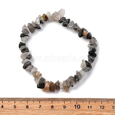 Bracelets extensibles quartz quartz tourmaliné naturel / noir rutile noir(BJEW-JB03681-01)-7