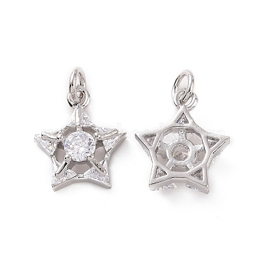 Platinum Clear Star Brass+Cubic Zirconia Charms
