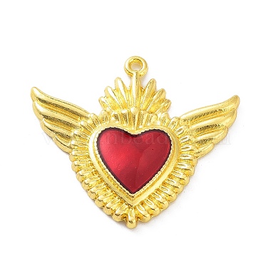 Golden Red Heart Alloy+Enamel Pendants