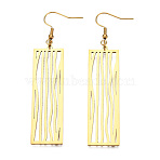 201 Stainless Steel Dangle Earrings, Rectangle, Golden, 77mm, Pin: 0.6mm(STAS-S105-JN614-2)