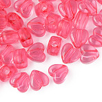 Transparent Acrylic Beads, Heart, Hot Pink, 8x8.5x5.5mm, Hole: 2.5mm(X-MACR-S373-95-B04)