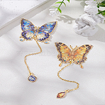 2Pcs 2 Styles Butterfly Alloy Enamel Charms Bookmarks with Chain, for Book Lovers Writers Readers, Mixed Color, 145mm, pendant: 16.5~19x10~12.5x0.5mm, 1pc/style(AJEW-LP0004-24B)