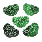 Dyed Natural Myanmar Jade Carved Pendants, Butterfly Charms, Green, 21~21.5x29.5~30x2~3mm, Hole: 1~1.2mm(GG-CBABA9C-01)