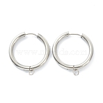 Tarnish Resistant 201 Stainless Steel Huggie Hoop Earring Findings, with Horizontal Loop and 316 Surgical Stainless Steel Pin, Stainless Steel Color, 29x27x3mm, Hole: 2.5mm, Pin: 1mm(STAS-P283-01M-P)