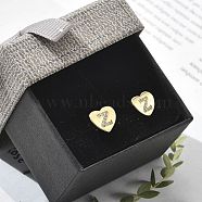 Rack Plating Brass Micro Pave Clear Cubic Zirconia Stud Earrings, Heart, Letter Z, 8.5x9.5mm(EJEW-K299-01G-Z)