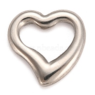 304 Stainless Steel Linking Rings, Pendants Accessories, Heart, Stainless Steel Color, 16x16x2mm(STAS-Z016-06P)