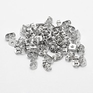 Brass Ear Nuts, Friction Earring Backs for Stud Earrings, Cadmium Free & Nickel Free & Lead Free, Platinum, 6x4x3mm, Hole: 1mm(KK-M163-06P-NR)