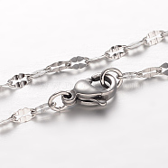 304 Stainless Steel Chain Necklaces, with Lobster Claw Clasps, Stainless Steel Color, 17.7 inch(45cm)(NJEW-F195-41-P)