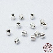 Rhodium Plated 925 Sterling Silver Crimp Beads, Tube, Platinum, 2x2mm, Hole: 1mm(STER-G027-20P)
