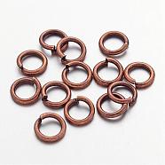 90pcs Red Copper Color Brass Jump Rings, Cadmium Free & Lead Free, Open Jump Rings, 18 Gauge, 6x1mm, Inner Diameter: 4mm, about 90pcs/10g(X-JRC6MM-R)