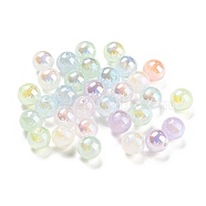 Iridescent Acrylic Beads, with Glitter Powder, Round, Mixed Color, 6mm, Hole: 1mm(MACR-F078-05A)