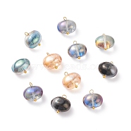 Electroplate Glass Beaded Pendants, with Brass Ball Head Pin, Oval, Mixed Color, 15~15.5x14x10mm, Hole: 1.5~2.2mm(PALLOY-JF01588)