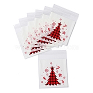 Christams Theme Plastic Bakeware Bag, with Self-adhesive, for Chocolate, Candy, Cookies, Square, Christmas Tree, 130x100x0.05mm, Inner Diameter: 100x100mm, 100pcs/bag(ABAG-F007-04C)