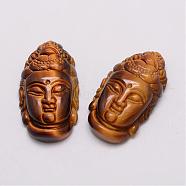 Grade A Natural Tiger Eye Pendants, Buddha, 42x23~24x11~14mm, Hole: 1mm(G-G971-03)