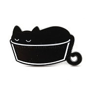 Liquid Cat Enamel Pins, Black Alloy Badge for Backpack Clothes, Basin, 17x30x1.3mm(JEWB-G028-02F)