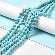 Synthetic Turquoise and Sea Shell Assembled Beads Strands, Dyed, Round, Sky Blue, 12mm, Hole: 1.4mm, about 33pcs/strand, 15.55''(39.5cm)(G-D482-01E-07)