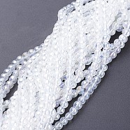 Glass Bead Strands, Round, AB Color Plated, Clear AB, 6mm, Hole: 1mm, about 50pcs/strand, 13 inch(X-GR6mm-01Y-AB)