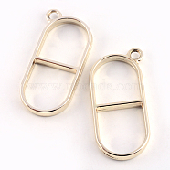 Rack Plating Alloy Open Back Bezel Pendants, For DIY UV Resin, Epoxy Resin, Pressed Flower Jewelry, Hollow, Cadmium Free & Nickel Free & Lead Free, Golden, 38.5x18.5x3.5mm, Hole: 3mm(X-PALLOY-S047-33E-FF)