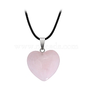 Natural Rose Quartz Charms, with Silver Tone Metal Findings, Heart, 16x6mm(HEAR-PW0001-057-08)