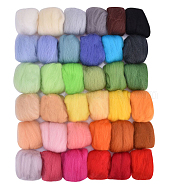 36 Colors Needle Felting Wool, Fibre Wool Roving for DIY Craft Materials, Needle Felt Roving for Spinning Blending Custom Colors, Mixed Color, about 3.5g/bag, 1 bag/color, 36 bags/set(DOLL-PW0002-033A)