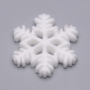 Resin Cabochons, with Glitter Powder, Christmas, Snowflake, Snow, 20x18x3mm(X-CRES-T005-39)