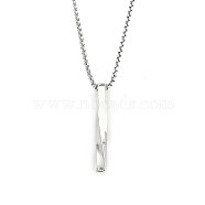 201 Stainless Steel Chain, Zinc Alloy Pendant Necklaces, Rectangle, Stainless Steel Color, 23.50 inch(59.7cm)(NJEW-C034-22P)