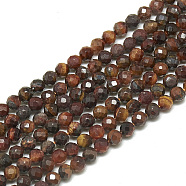 Natural Tiger Eye Beads Strands, Faceted, Round, 2~2.5mm, Hole: 0.3mm, about 177pcs/strand, 14.9 inch(X-G-S300-02-2mm)