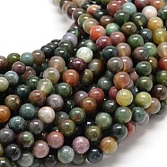 Natural Indian Agate Round Bead Strands, 10mm, Hole: 1mm, about 40pcs/strand, 15.5 inch(X-G-P075-40-10mm)