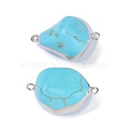 Synthetic Turquoise Connector Charms, with Brass Findings, Nuggets Links, Platinum, 29~30.5x18.5~20x14~15.5mm, Hole: 2mm(KK-F868-31P)