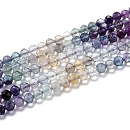 Natural Fluorite Beads Strands, Gradient color, Faceted, Round, 4mm, Hole: 0.6mm, about 110pcs/strand, 15.35 inch(39cm)(G-H266-31C)