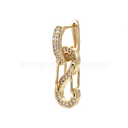 (Jewelry Parties Factory Sale)Brass Micro Pave Clear Cubic Zirconia Huggie Hoop Earring, Nickel Free, Letter S, Real 18K Gold Plated, 26mm, Pin: 0.8mm(EJEW-R144-003-NF)