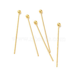 304 Stainless Steel Ball Head Pins, Real 18K Gold Plated, 25x0.5mm, Head: 2mm(STAS-K285-03H-G)