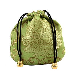 Buddha Theme Square Velvet Drawstring Bags, Organza Pouches Gift Jewelry Packaging Bag, Light Green, 13x13cm(PW-WG34160-14)