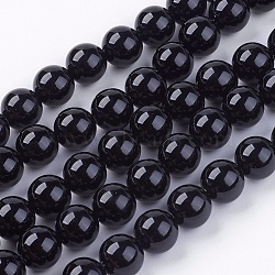 Natural Black Onyx Round Beads Strands, Dyed, Black, 10mm, Hole: 1mm, about 38pcs/strand, 15 inch(X-G-L087-10mm-01)