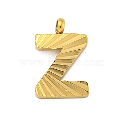 Ion Plating(IP) 304 Stainless Steel Charms, Handmade Engrave Figure, Full Polished, Golden, Letter Z, 14x9x2mm, Hole: 1.8mm(STAS-G345-01G-Z)